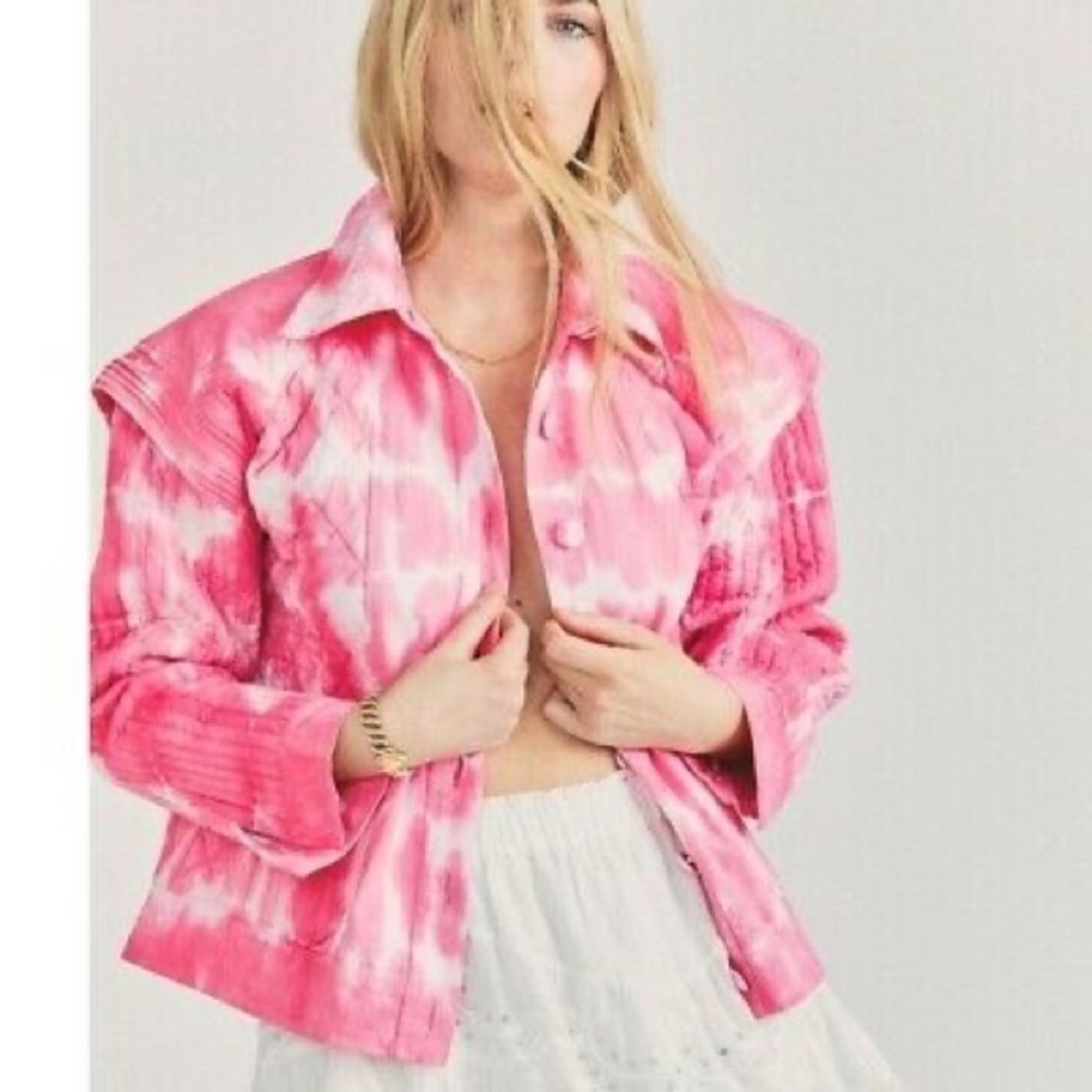 LoveShackFancy Adelade Jacket in Pink Tie Dye